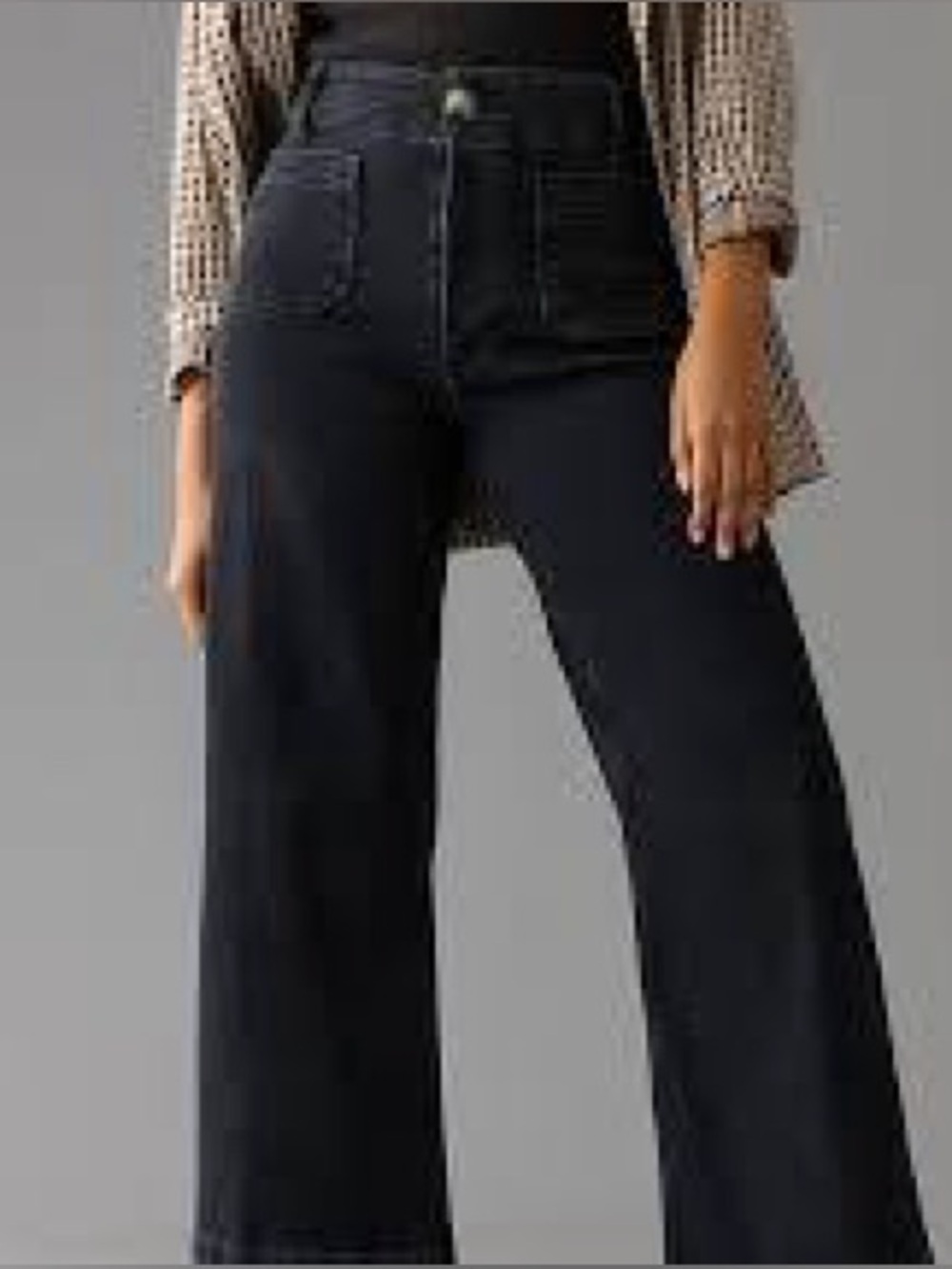 Maeve Colette Wide Leg Crop Black Denim - size 30